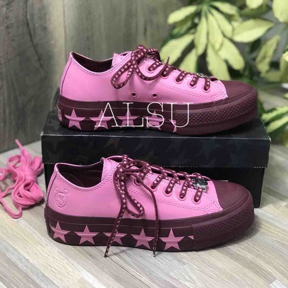 💖MEGA SALE💖Converse 563718C Ctas Lift OX Patent Pink Dark Burgundy Womens 8.5 - Picture 4 of 7